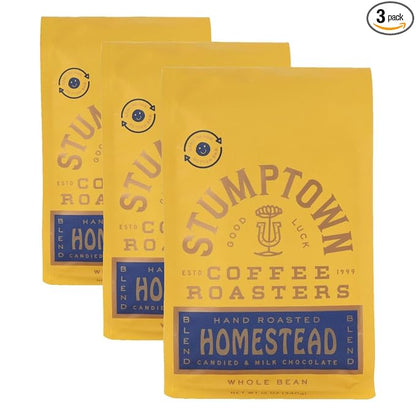 Stumptown Coffee Roasters, Medium Roast Whole Bean Coffee - Homestead Blend, Flavor Notes of Milk Chocolate, Cherry and Orange, 24 Ounces (2 Bags of 12 Ounces)