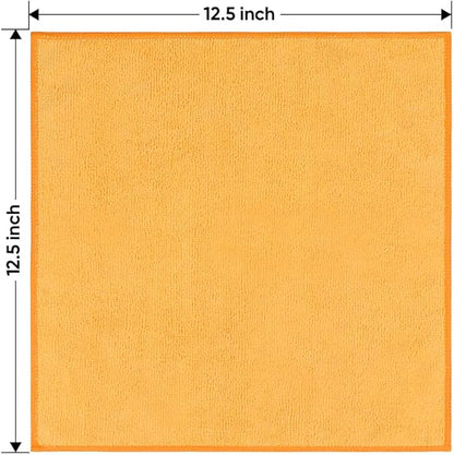 HOMEXCEL Yellow Microfiber Cleaning Cloths 12 Pack, 12.5 x 12.5 inch Microfiber Towel for Cars, Ultra Absorbent Car Washing Cloth, Lint Free Streak Free Cleaning Rags for Car, Kitchen, and Window