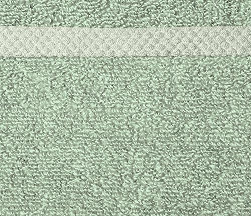 Amazon Basics Cotton Washcloths, Lightweight Quick-Dry, Comfy and Soft, 12" x 12", Seafoam Green, 12-Pack
