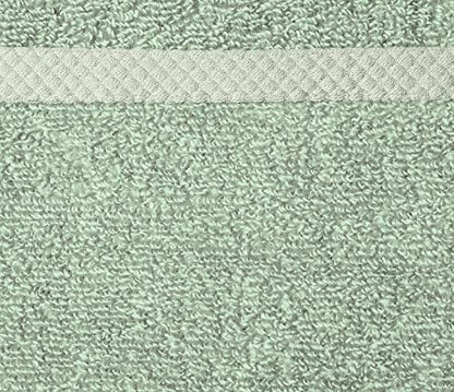 Amazon Basics Cotton Washcloths, Lightweight Quick-Dry, Comfy and Soft, 12" x 12", Seafoam Green, 12-Pack