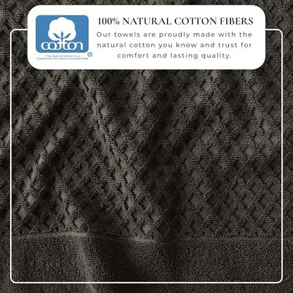 Great Bay Home Hand Towels - 100% Cotton 6 Pack 26x16 Hand Towel Set - Absorbent, Durable, Quick-Dry Towels for Bathroom (Midnight)