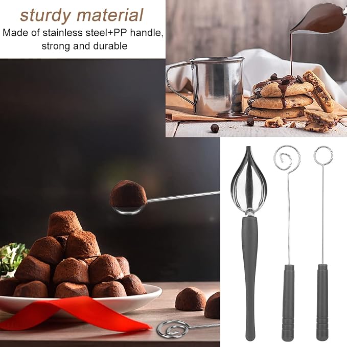 5Pcs Chocolate Dipping Tool Set,Stainless Steel Art Pencil Drizzle Spoons,Candy Making Kit,Decoration Spoons Set,Candy Making Supplies for Decor Plates Cake Coffee