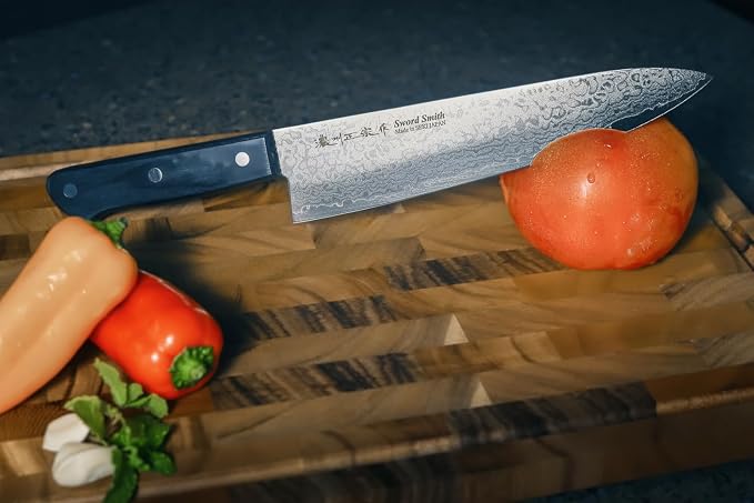 VG10 Core Chef Knife 7″ – Forged in Seki Japan – 37-Layer Damascus Steel – Full Tang Western Handle – Razor Sharp Professional Kitchen Knife with Gift Box – Satake Houcho Series