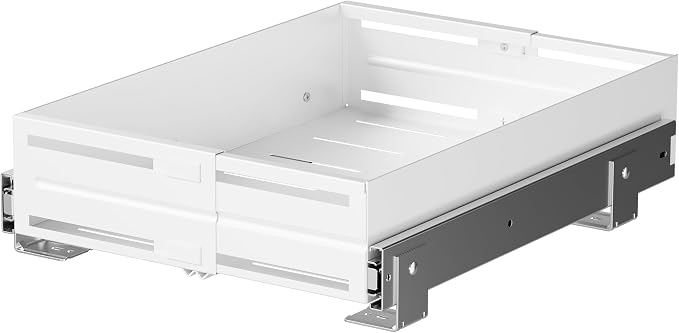 Pull Out Cabinet Organizer, Expandable Width 8"-13", Heavy Duty Metal Slide Out Drawers for Cabinets, Expandable Cabinet Pull Out Shelves for Kitchen, Pantry, Bathroom, White
