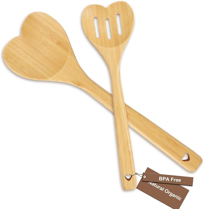 Birthday Gifts for Mom - 2 Pcs Heart Wooden Spoons for Cooking,Mothers Day Gifts for Mom from Daughter or Son,Heart Gift for Women Grandma Friend Sister Wife,Wedding Gift for Couples