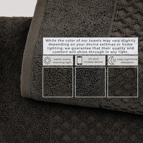 Great Bay Home Hand Towels - 100% Cotton 6 Pack 26x16 Hand Towel Set - Absorbent, Durable, Quick-Dry Towels for Bathroom (Midnight)