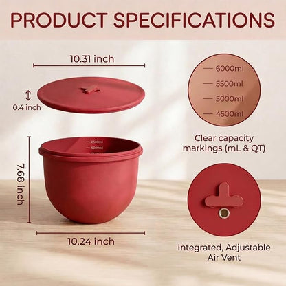 Omoiyari Premium MultiColors 3-Pack Silicone Bowl Liners with Lids for KitchenAid 7-Qt Bowl-Lift (Only), 2mm Extra-Thick Silicone, Odour-Free,Air Valves for Dough Proofing,Dishwasher Safe, BPA Free