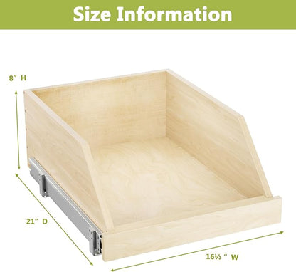 LOVMOR Pull Out Cabinet Organizer, Pull Out Drawers for Cabinets, Slide Out Wood Drawer Shelf, Beveled 8" High Pull Out Organizers for Kitchen Pantry, 16½" W×21" D
