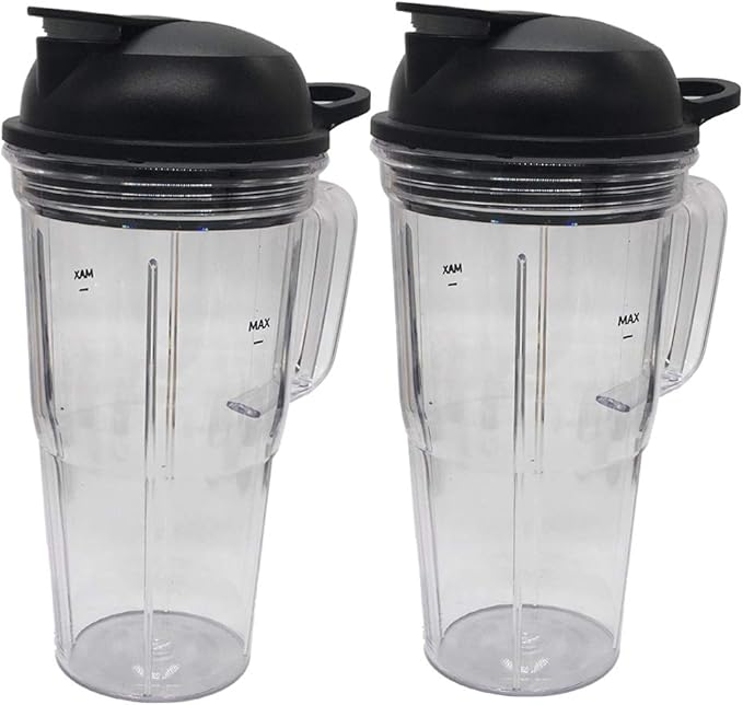 2pcs Juicer personal jar 24oz handle cup with to go lid,Compatible with NutriBullet Blender Combo ZNBF30400Z/Nutribullet Select 2.0 1000-Watt Personal Blender (4, 2pcs 24oz handle cup+2pcs lid)