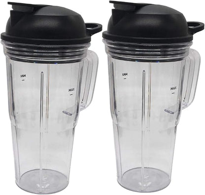 2pcs Juicer personal jar 24oz handle cup with to go lid,Compatible with NutriBullet Blender Combo ZNBF30400Z/Nutribullet Select 2.0 1000-Watt Personal Blender (4, 2pcs 24oz handle cup+2pcs lid)