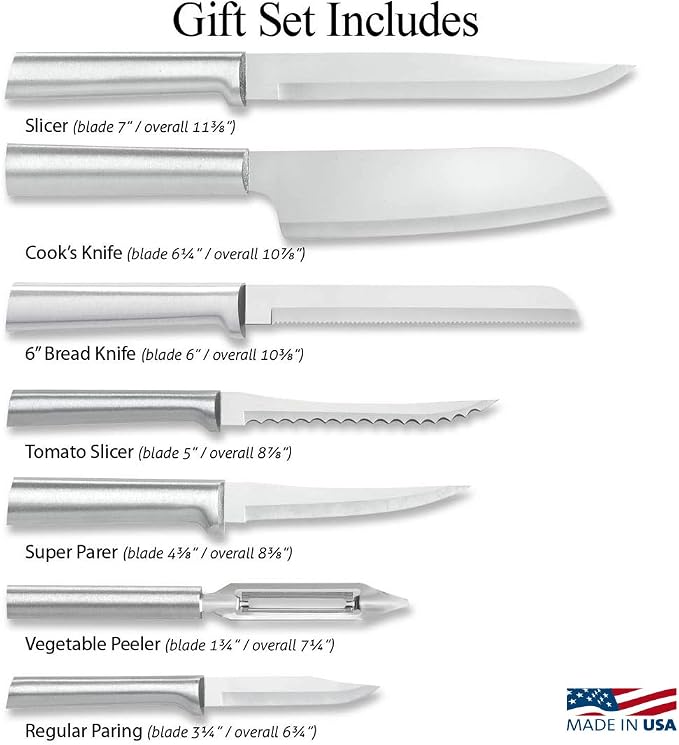 Rada Cutlery The Starter Gift Set (S38), 7-piece Knife Set, Stainless Steel Blades, Silver Handle