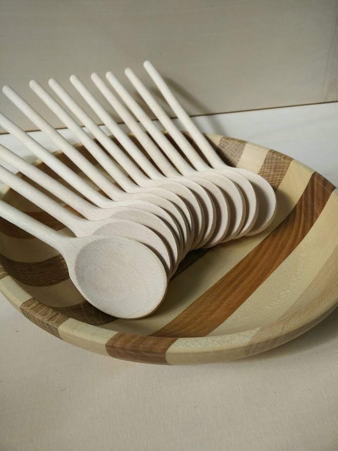 10 Inch Handcrafted Wooden Spoons for Cooking - Set of 3 Premium Cooking Utensils Set with Spoon Rest, Ideal for Wood Craft Projects, Wooden Craft Spoon, Craft Spoon, Wood Craft Set