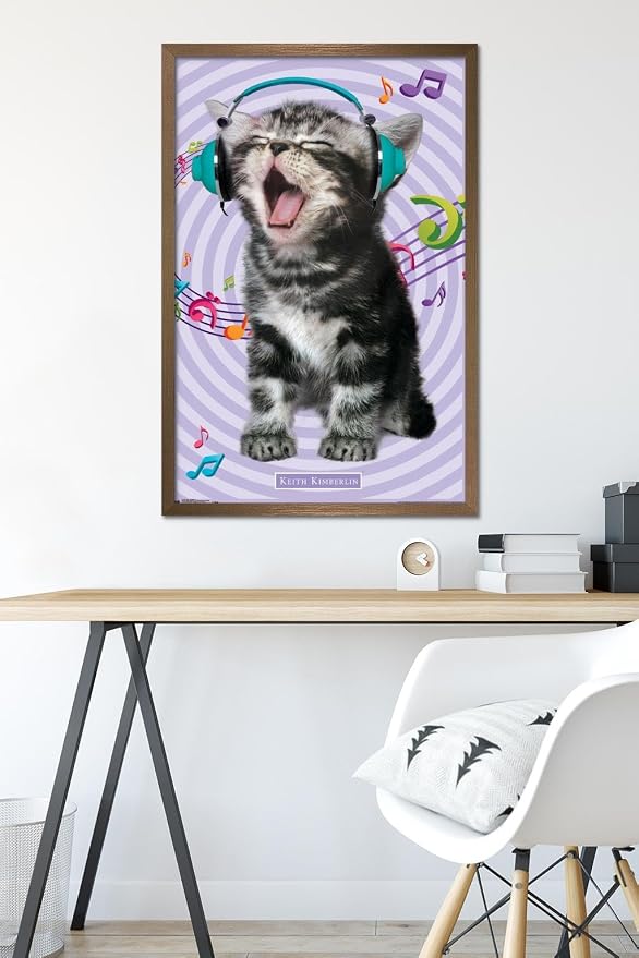 Trends International Keith Kimberlin - Kitten - Singing Wall Poster, 22.375" x 34", Bronze Framed Version