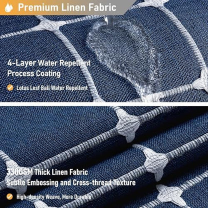BTTN Navy Blue Boho Farmhouse Linen Heavy Duty Shower Curtain Set, 72x72