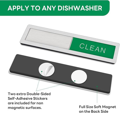 KitchenTour Dishwasher Magnet Clean Dirty Sign, Stainless Steel Clean Dirty Magnet for Dishwasher, Non-Scratch Super Strong Magnetic Sign, Kitchen Organizer and Storage