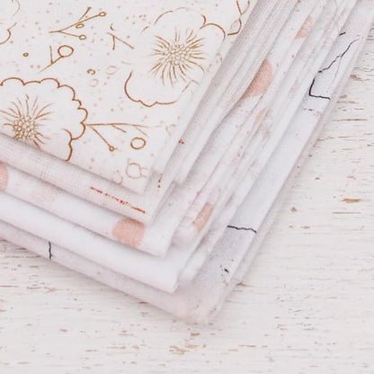 Threadart Exclusive 5 Fat Quarter Bundles - White Vintage Prints 100% Cotton Fabric - Premium 100% Cotton Quilting Fabric - No Duplicates - Full Size Fat Quarters 18"x21" - White