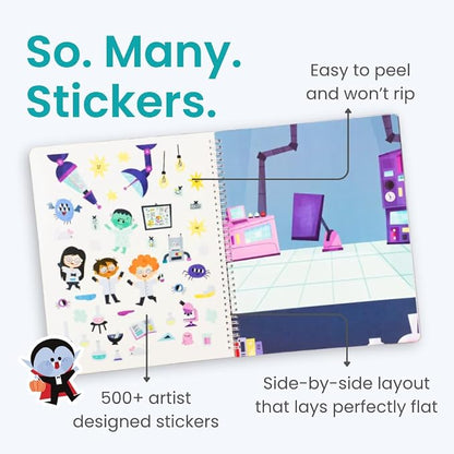 Halloween 500+ Kids Sticker Book by Cupkin Fun Toddler Holiday Activity Coloring and Sticker Book, Road Trip Essentials, 12 Coloring Pages 12 Side by Side Scenes for Ages 2–8 Years