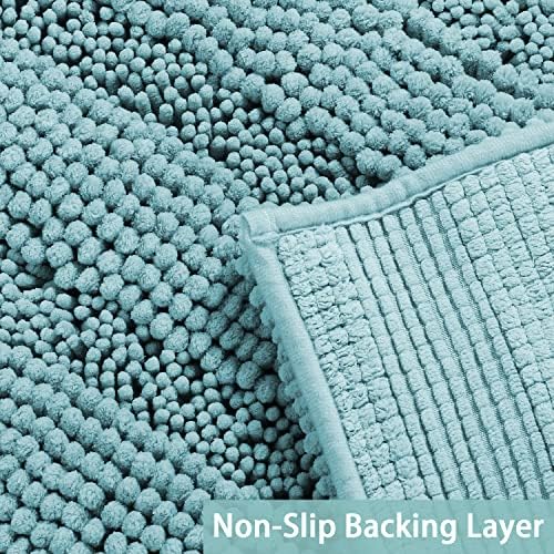 Turquoize Bathroom Runner Rug 20"x59", Soft Absorbent Chenille Bath Rug