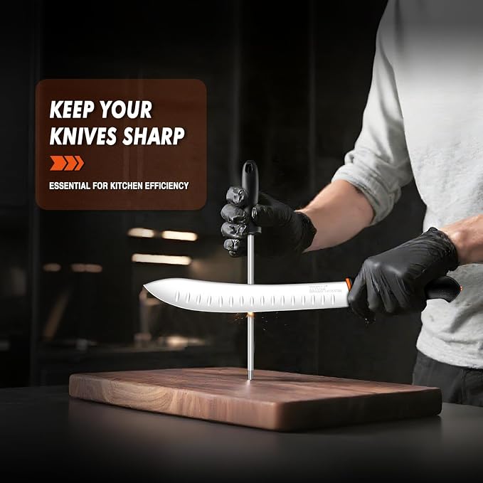 TIVOLI Butcher Knife Set 6pcs - Game Processing Knife Set with 7" Sharpener Rod - Non-Slip Softgrip & German Stainless Steel - Skinning Boning Trimming Poultry Knives for Meat Cutting - Gifts for Men