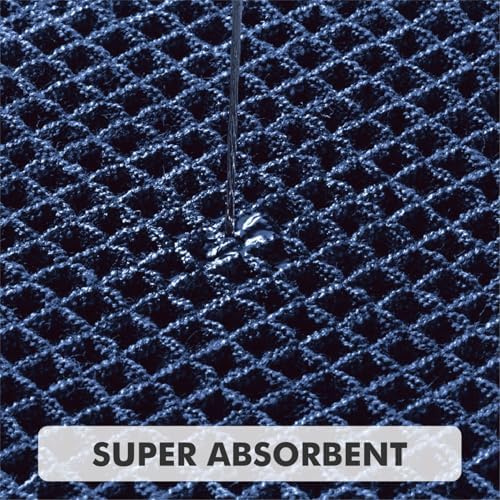 MIULEE Set of 2 Waffle Bathroom Rugs Navy Blue Bath Mat 17"x24"+18"x30"