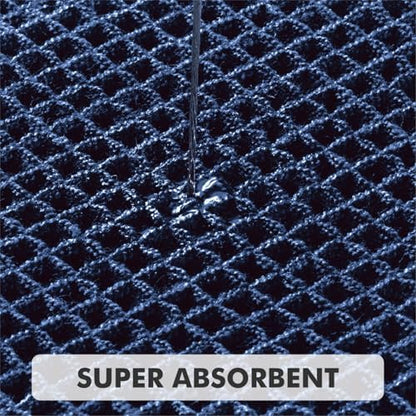 MIULEE Set of 2 Waffle Bathroom Rugs Boho Bath Mat Navy Blue 17x24 Inch