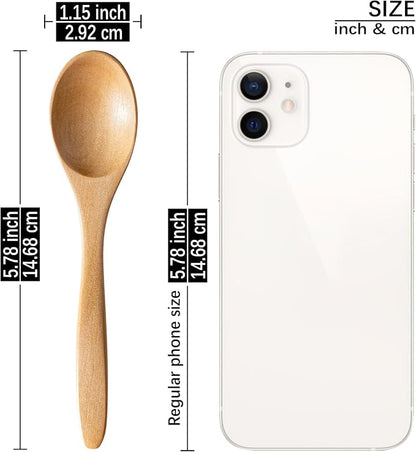 7 PCS Small Wooden Spoons, 5.8 Inch Honey Spoons for Tea, Schima Wooden Honey Teaspoon for Coffee, Little Tiny Wood Spoons, Bamboo Table Spoon for stirring, Wooden Spoons for Utensils Set
