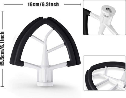 Flex Edge Beater for KitchenAid,Mixer Attachement Compatible With KitchenAid,Mixer Accessory,Fits Tilt-Head Stand Bowls For 4.5-5 Quart Bowls,Beater With Silicone Edges,Black