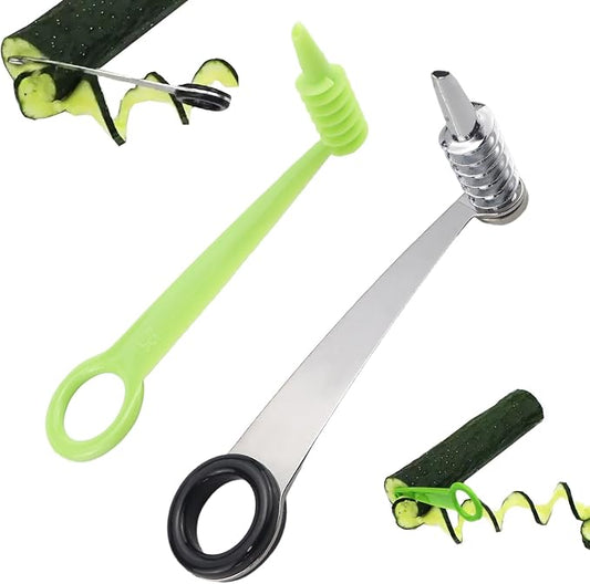 2pcs Potato Spiral Cutter Stainless Steel Plastic Spiral Cutter Knives Manual Screw Peelers for Cucumber Potato Carrot Fruit Kitchen Gadgets