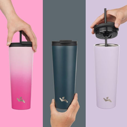 Konokyo 30 OZ Insulated Tumbler with Lid and 2 Straws Stainless Steel Water Bottle Vacuum Travel Mug Coffee Cup,Taro