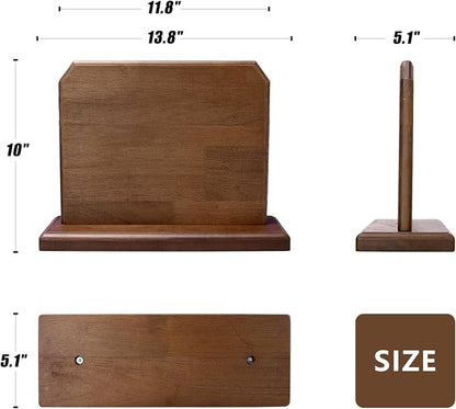 Knife Set 5-Piece with Handcrafted Wood Magnetic Block Holder | Chef,Utility,Bread & Fruit Knives | Stainless Steel with Glossy Finish