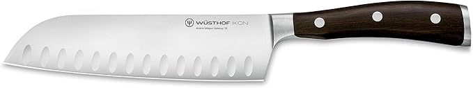 WÜSTHOF IKON Blackwood 7" Hollow Edge Santoku Knife
