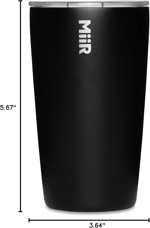 MiiR, Tumbler, Vacuum Insulated, Stainless Steel with Slide Lid, Cup Holder Compatible & BPA Free, Black, 12 Fluid Ounces