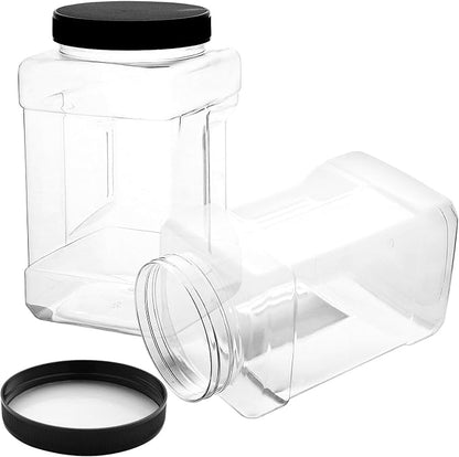 3 Pack 98Oz Square Plastic Jars, Wide Mouth Airtight Food Storage Containers with Lids for Dry Goods, Candy, Cookies, Snacks, Nuts & Pantry Organization, Easy-Grip PET Canisters Jar