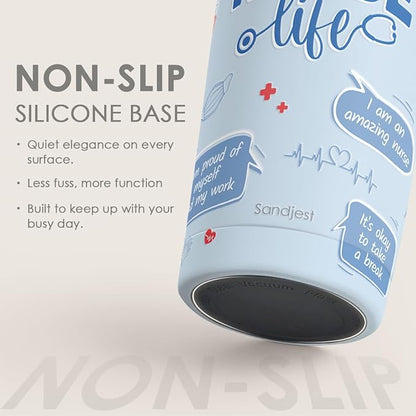 SANDJEST Nurses Tumbler 20oz, Stainless Steel Travel Cup with Lid, Nurse Life Insulated Coffee Mug, Gifts for Women Girls Friends Sisters on Birthday Christmas Nurse Week