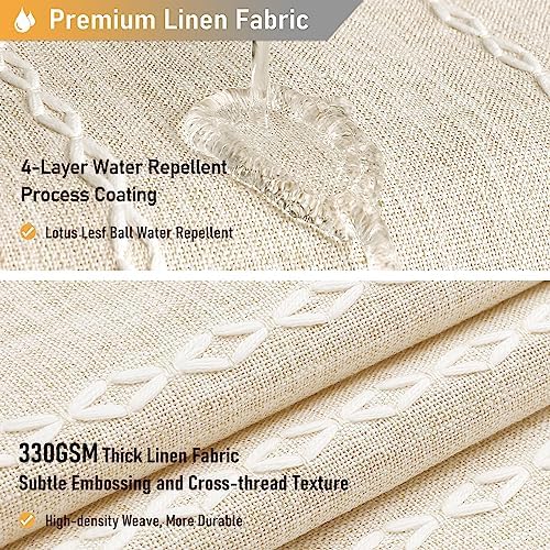 BTTN 72x96 Extra Long Boho Linen Heavy Duty Shower Curtain Set, Cream/Beige