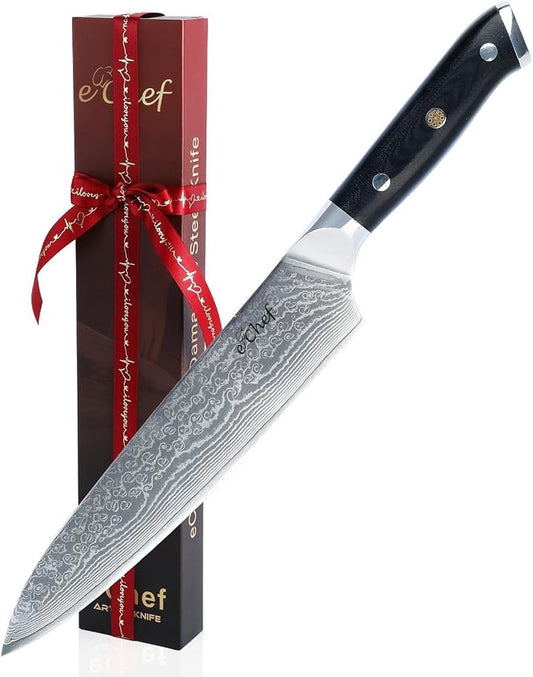 8-inch Damascus Chef Knife, made with sharp VG10 steel, 67 layers Damascus cooking knife, G10 handle, beautifully packaged box (8-inch chef's knife)