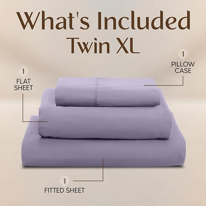 Utopia Bedding Twin XL Sheet Set – Dorm Room Essentials for Students, 3 Piece Soft & Breathable Microfiber College Bedding, 1 Fitted Sheet, 1 Flat Sheet & 1 Pillowcase – Oeko Tex (Lavender)