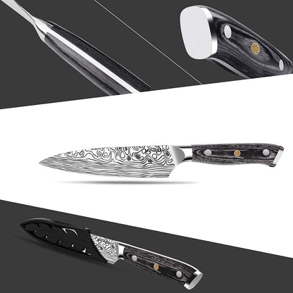 MOSFiATA 4 Inch Paring Knife, Kitchen Knife Fruit Knives with Sheath, German High Carbon Stainless Steel EN1.4116 Precision Cooking Vegetable Knife for Carving, Peeling, Trimming