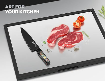 WIZEKA Chef Knife: 8 Inch: Extreme Sharp Kitchen Knife: Full Tang High Carbon Stainless Steel: Chef's knife with Ergonomic Handle with Unique Patterns,Art Life Series