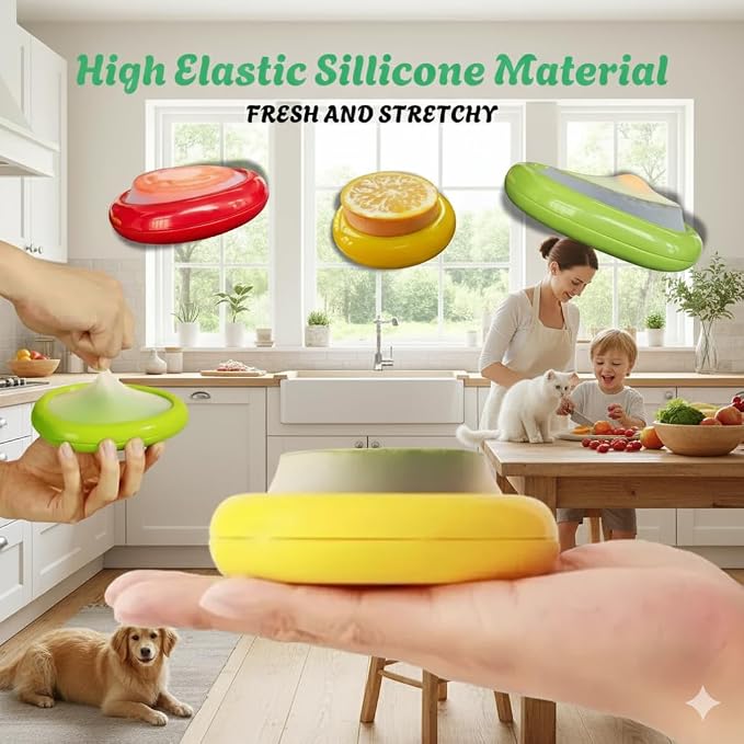 Set of 4 Reusable Avocado Saver and Onion Storage– Eco-Friendly – Keep Leftovers Fresh Without Plastic Bags. Fruit and Veggie Savers for Avocados, Lemons, Onions, Tomatoes & Salad