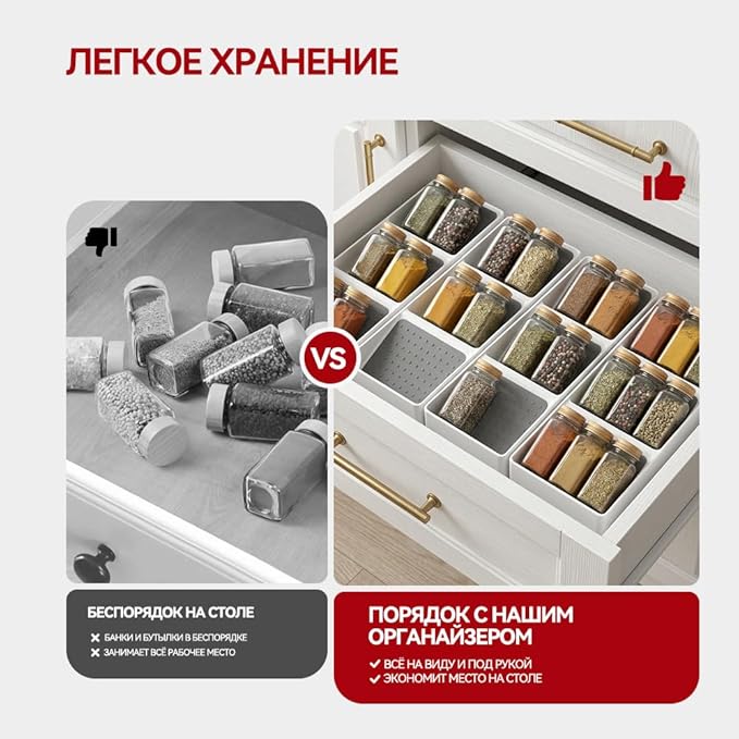 Kitchen Drawer Organizer,2 Pack,Pantry Organizers and Storage,Spice Rack Organizer for Cabinet, Making up Organizer, Bottle Rack,Bottles Holder,Spice Bottle Organizer