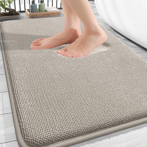 OLANLY Thick Memory Foam Bathroom Rug 30x20, Absorbent Bath Mat, Warm Taupe