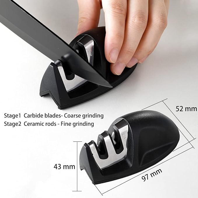 Kitchen Knife Set 7 Piece, High Carbon Stainless Steel Knife Block Set with Knife Sharpener, Professional Chef Knife Set with Acrylic Stand,Non stick coating for Anti-rusting and Sharp