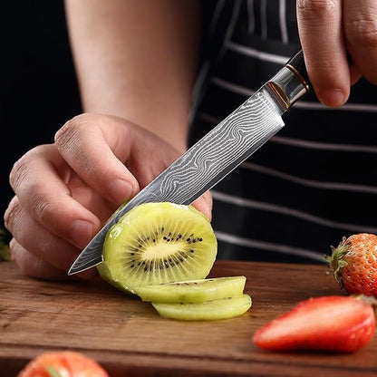 1 PCS Damascus Knife Set – 67-Layer High-Carbon Steel, Pro Chef/Slicing/Utility/Paring Knives & Cleaver, Rosewood Handle, for Home/Pro Chefs