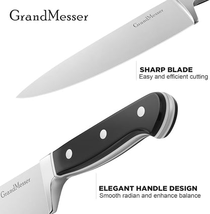 Chef Knife in Japanese Steel AUS-8, 8 Inch Professional Kitchen Knife, Ultra Sharp Cooking Knife with Color Block Ergonomic Handle.