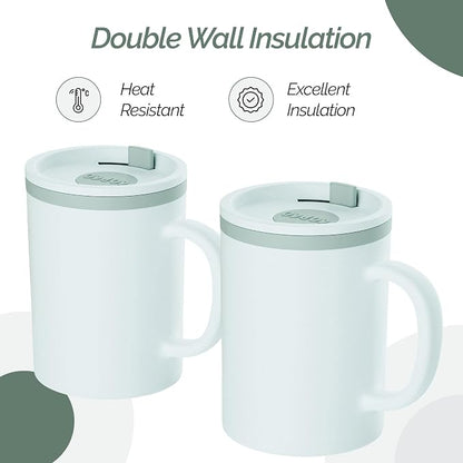 Copco Desk Mug 16 oz - Durable BPA-Free, Double-Wall Insulation for Hot & Cold Drinks, Microwave & Dishwasher Safe, Ideal for Office, Home, Travel - Spill-Resistant Reusable Mug (Grey)