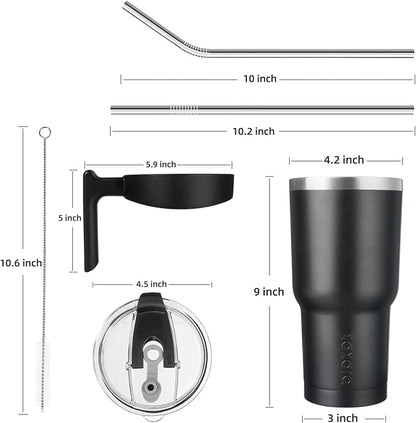 BJPKPK 40 oz Tumbler With Handle And Straw Stainless Steel Travel Mug Insulated Tumbler Cups With Lids,Black