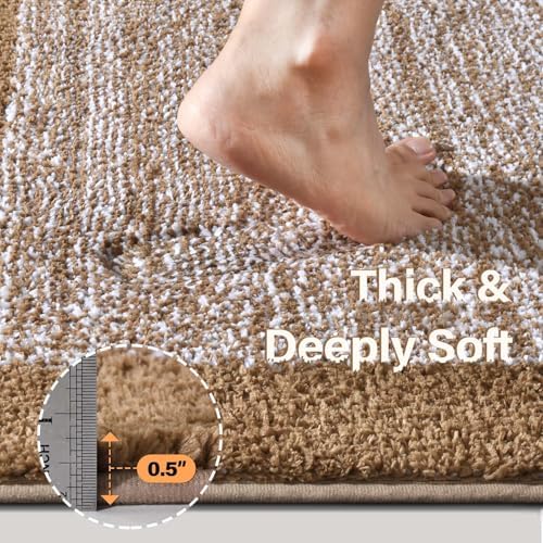 Bathroom Rugs 30x20 Non Slip Washable, Soft Absorbent Bath Mat Coffee
