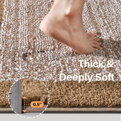 Bathroom Rugs 30x20 Non Slip Washable, Soft Absorbent Bath Mat Coffee