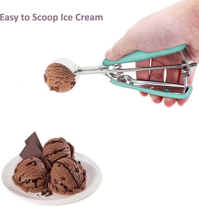 Ice Cream Scoop, 18/8 Stainless Steel Cookie Scoop, Cookie Scoops for Baking, 1.5 Tbsp/ 23ml/ 0.7 oz Cookie Dough Scoop, Ice Cream Scooper with Trigger Release, Cookie Scooper for Baking (Mint Green)